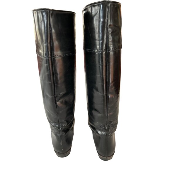 Vaneli Women's Vintage Black Patent Leather Tall Riding Boots Size 7.5 - Picture 4 of 9